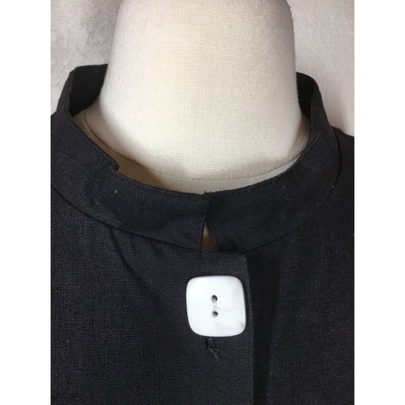 Vintage On The Rocks Women's 1X Black Cotton Linen Button Up Tribal Art to Wear - Picture 8 of 11